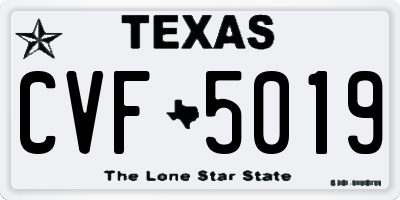 TX license plate CVF5019
