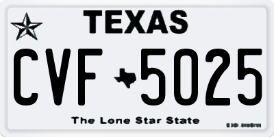 TX license plate CVF5025