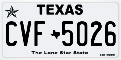 TX license plate CVF5026