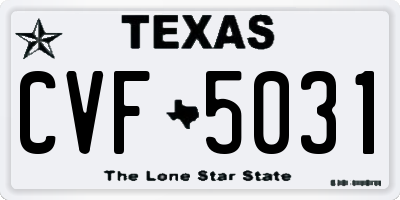 TX license plate CVF5031