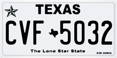 TX license plate CVF5032