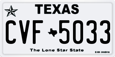 TX license plate CVF5033