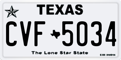 TX license plate CVF5034