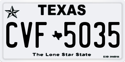 TX license plate CVF5035