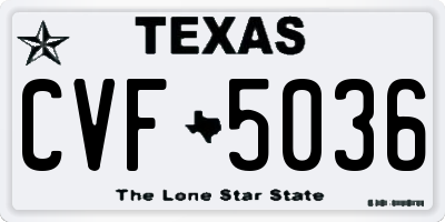 TX license plate CVF5036
