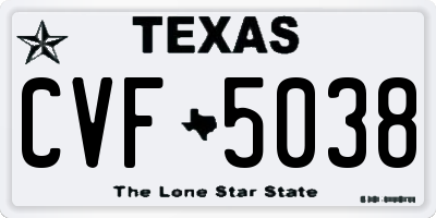 TX license plate CVF5038