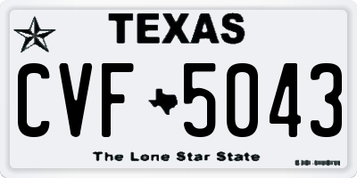 TX license plate CVF5043