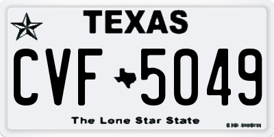 TX license plate CVF5049