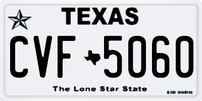 TX license plate CVF5060