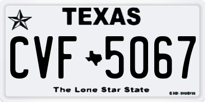 TX license plate CVF5067
