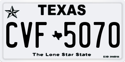 TX license plate CVF5070