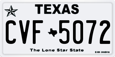 TX license plate CVF5072