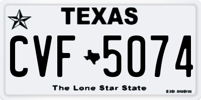 TX license plate CVF5074