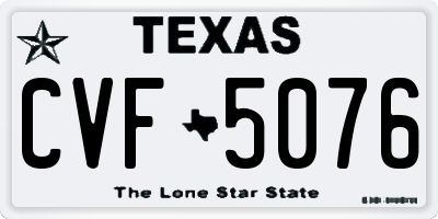TX license plate CVF5076