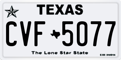 TX license plate CVF5077