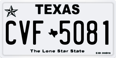 TX license plate CVF5081