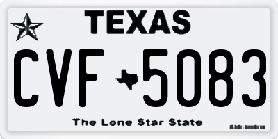 TX license plate CVF5083