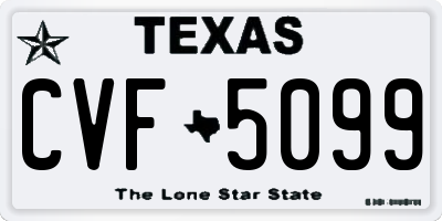 TX license plate CVF5099