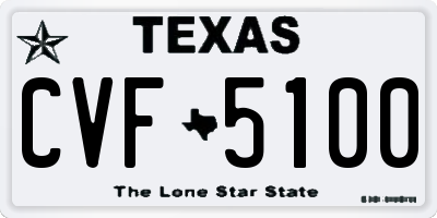 TX license plate CVF5100
