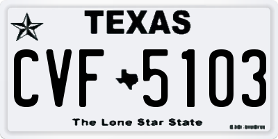 TX license plate CVF5103
