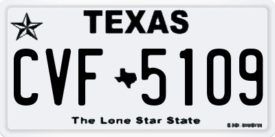 TX license plate CVF5109