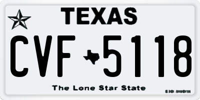 TX license plate CVF5118