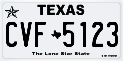 TX license plate CVF5123
