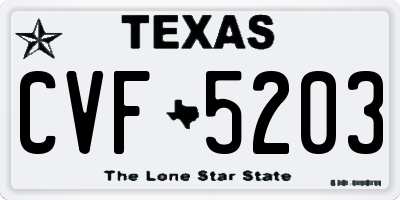TX license plate CVF5203
