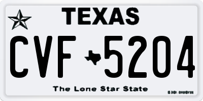 TX license plate CVF5204