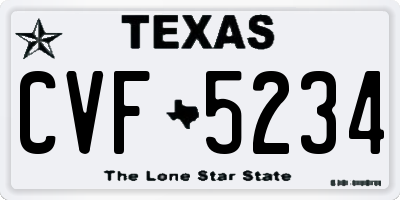 TX license plate CVF5234