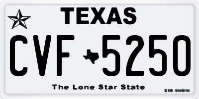 TX license plate CVF5250
