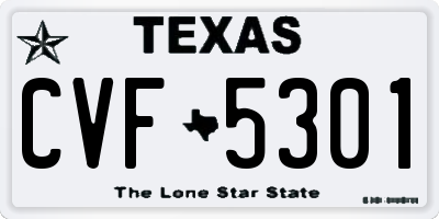 TX license plate CVF5301
