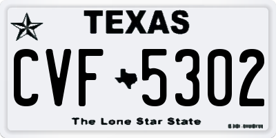 TX license plate CVF5302