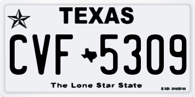 TX license plate CVF5309