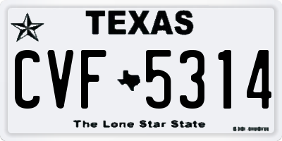 TX license plate CVF5314