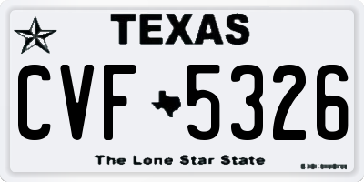 TX license plate CVF5326