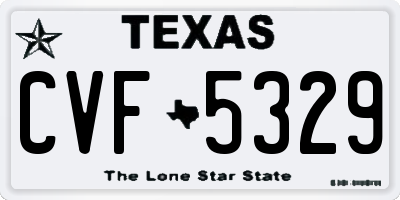 TX license plate CVF5329