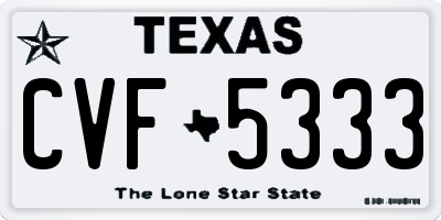 TX license plate CVF5333