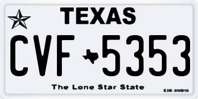 TX license plate CVF5353