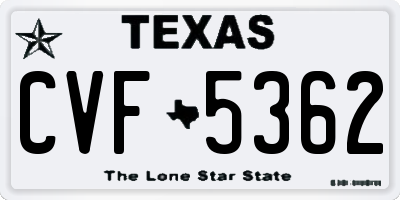 TX license plate CVF5362