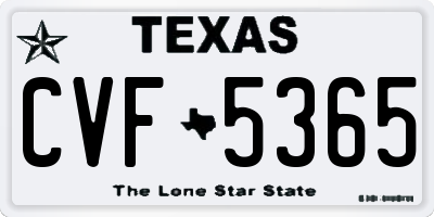 TX license plate CVF5365
