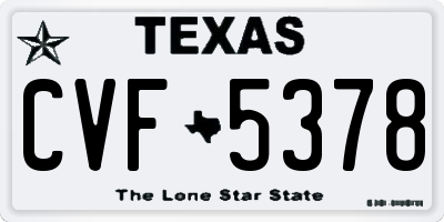TX license plate CVF5378