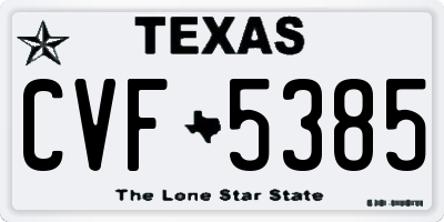 TX license plate CVF5385