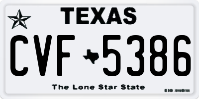 TX license plate CVF5386