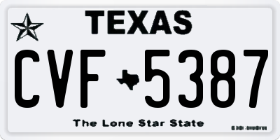 TX license plate CVF5387