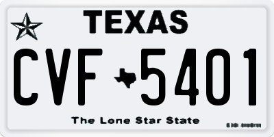 TX license plate CVF5401