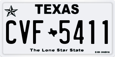 TX license plate CVF5411