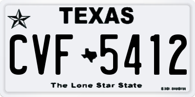 TX license plate CVF5412