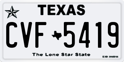 TX license plate CVF5419
