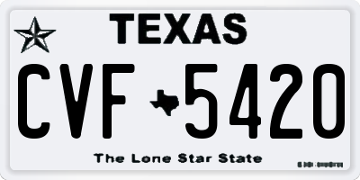 TX license plate CVF5420